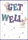 This get well card glows with the warmth and playful optimism that defines the heart of Notting Hill. On the charming illustrated scene, an adorable teddy bear and a floppy-eared puppy spring to life, each interacting joyfully with the oversized, vibrantly coloured letters that spell 'Get Well.' The indigos and teals of the text stand out boldly against a soft, creamy background, much like lively blooms brightening a pastel corner just off Portobello Road. Twinkling stars in shades of blue and purple dance around, infusing the composition with an air of magic and heartfelt hope. The illustrated fur textures feel so lifelike you could almost imagine their plush embrace-a comforting touch as familiar as the local florist's care. Emotions run as deep as any flower-scented breeze drifting through nearby streets: this card carries not just encouraging words but a genuine emotional balm, designed to uplift and reassure loved ones in Notting Hill. Though it is a small gesture, paired with a handcrafted bouquet from Notting Hill Flowers, it becomes a sincere message of recovery and heartfelt kindness-a little celebration of healing, crafted with local expertise and an artist's gentle touch.